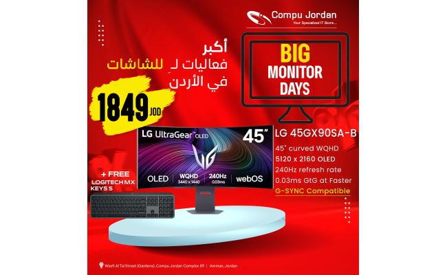 LG 45GX90SA-B UltraGear™ 45” OLED WQHD Curved Gaming Monitor – 240 Hz, 0.03 ms, G-SYNC Compatible, FreeSync Premium, webOS